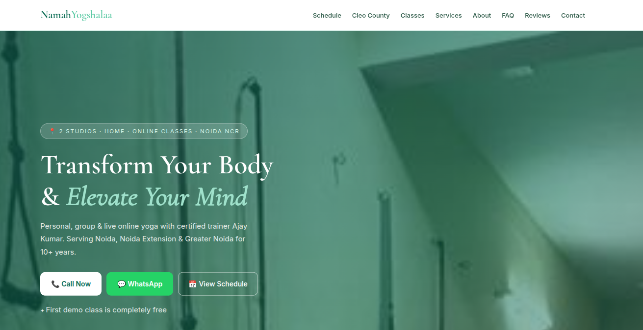 Namah Yogshalaa website homepage