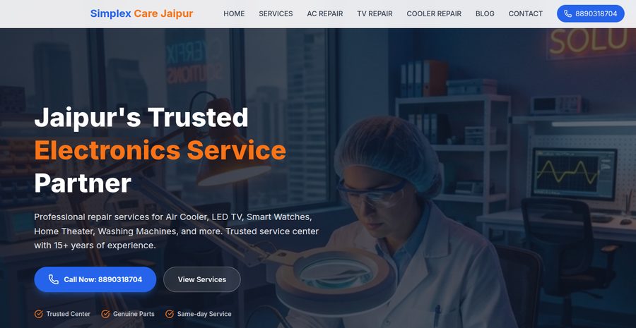Simplex Care Jaipur website homepage